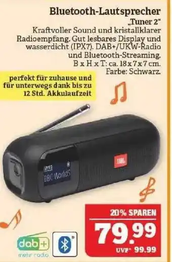 Marktkauf Bluetooth-lautsprecher „tuner 2“ Angebot