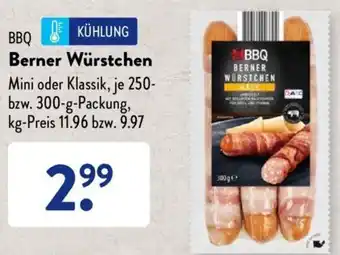 Aldi Süd BBQ Berner Würstchen 300 g Packung Angebot