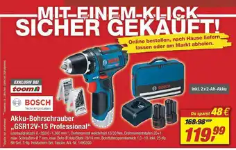 toom Baumarkt Bosch Akku-Bohrschrauber "GSR12V-15 Professional" Angebot