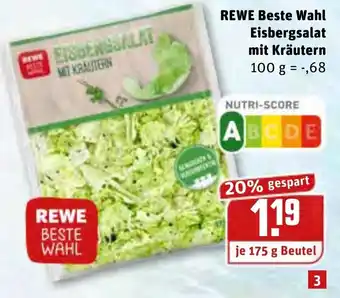 REWE Center Rewe Beste Wahl Eisbergsalat mit Kräutern 175g Beutel Angebot