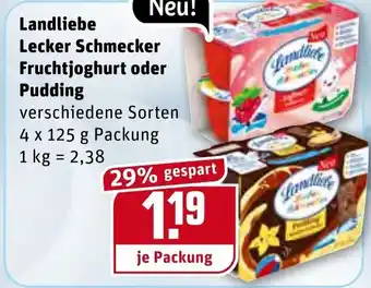 REWE Center Landliebe Lecker Schmecker Fruchtjoghurt oder Pudding 4x125g Angebot