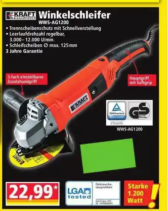 Norma Kraft Winkelschleifer WWS-AG1200 Angebot