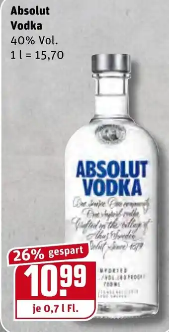 REWE Center Absolut Vodka 0,7L Angebot