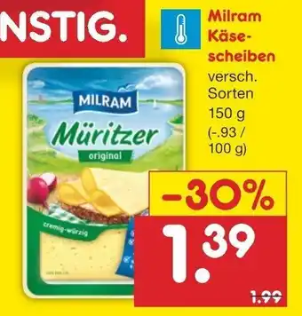 Netto Marken-Discount Milram Käsescheiben 150 g Angebot