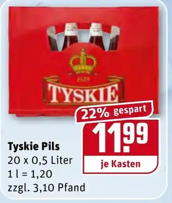 REWE Center Tyskie Pils 20x0,5L Angebot