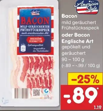 Netto Marken-Discount Bacon oder Bacon Englische Art 90- 100g Angebot