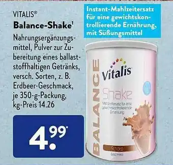 Aldi Süd Vitalis Balance-shake Angebot