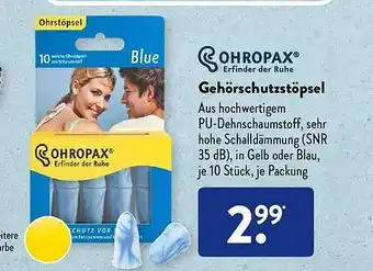 Aldi Süd Ohropax Gehörschutzstöpsel Angebot