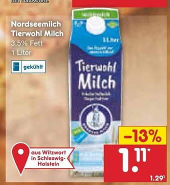 Netto Marken-Discount Nordseemilch Tierwohl Milch 1L Angebot