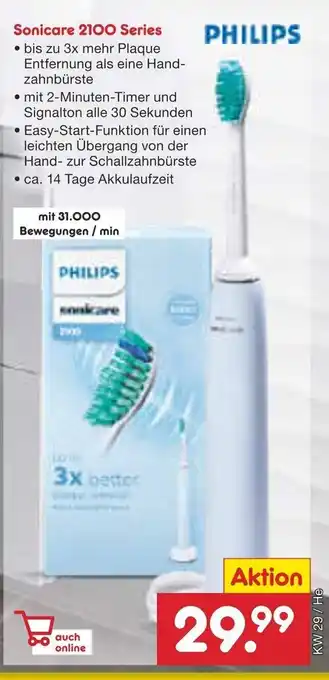 Netto Marken-Discount Philips Elektrische Zahnburste Sonicare 2100 Angebot