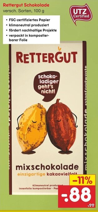 Netto Marken-Discount Rettergut Schokolade 100 g Angebot