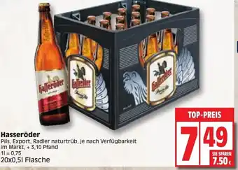Edeka Hasseröder Pils, Export, Radler naturtrüb 20x0,5L Flasche Angebot