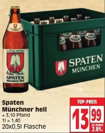 Edeka Spaten Münchner Hell 20x0,5L Flasche Angebot