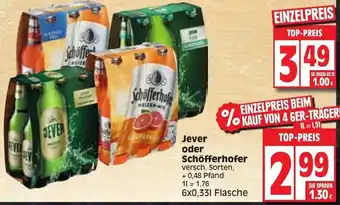 Edeka Jever oder Schöfferhofer 6x0,33L Flasche Angebot