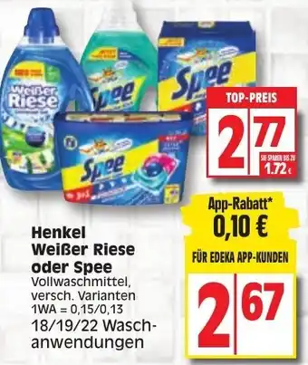 Edeka Henkel Weißer Riese oder Spee 18/19/20/22 Waschanwendungen Angebot