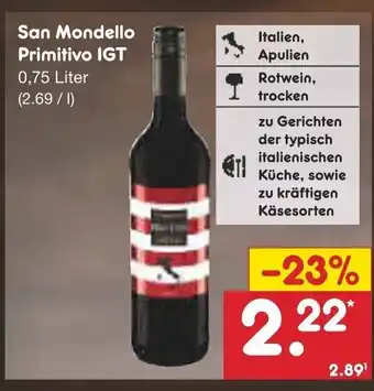 Netto Marken-Discount San Mondello Primitivo IGT 750ml Angebot