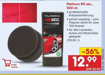 Netto Marken-Discount Platinum 20 sec. 100ml Angebot