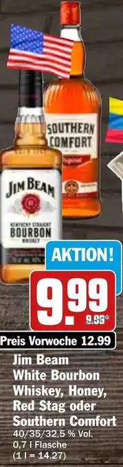 Hit Jim Beam White Bourbon Whiskey, Honey, Red Stag oder Southern Comfort 0,7 L Flasche Angebot