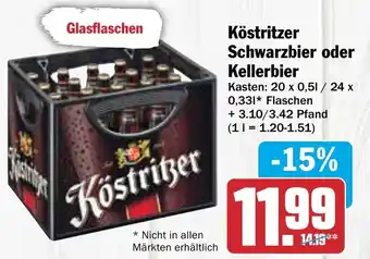 Hit Köstritzer Schwarzbier oder Kellerbier 20 x 0,5 L/24x0,33 L Flaschen Angebot