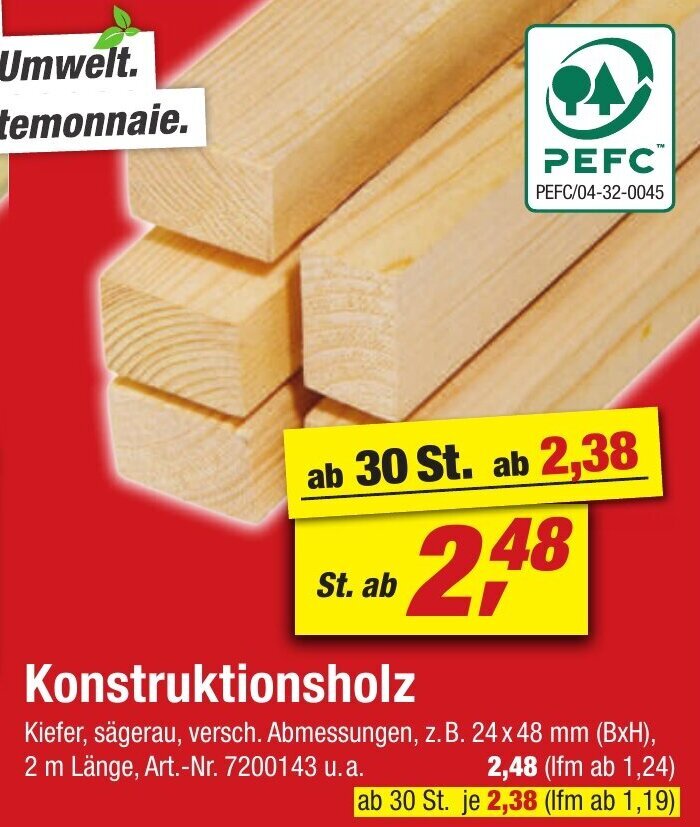 Konstruktionsholz Angebot bei toom Baumarkt