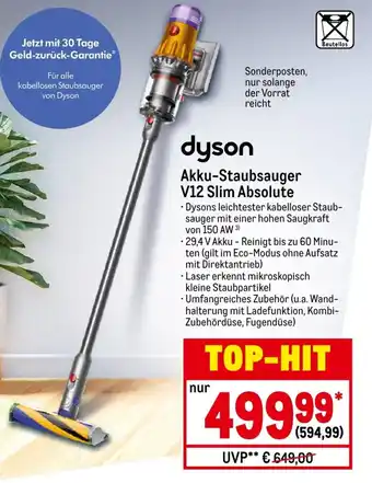 METRO Dyson Akku Staubsauger V12 Slim Absolute Angebot