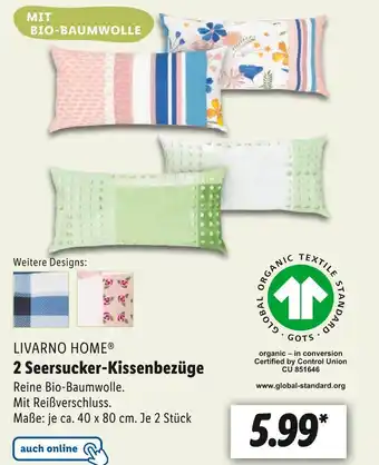 Lidl Livarno home 2 seersucker-kissenbezüge Angebot