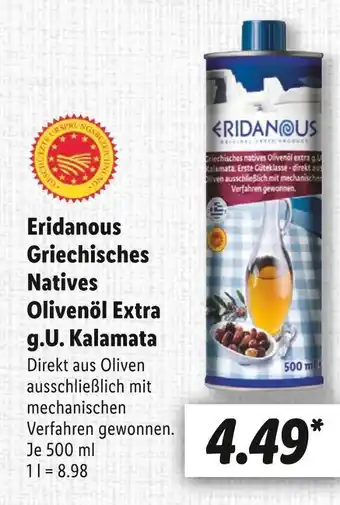 Lidl Eridanous griechisches natives olivenöl extra g.u. kalamata Angebot