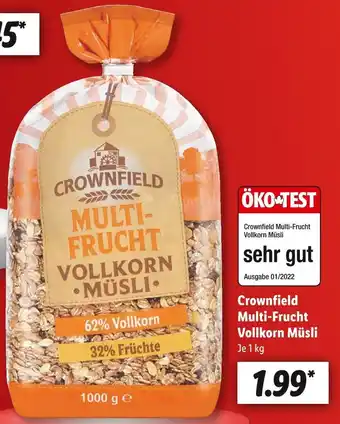 Lidl Crownfield multi-frucht vollkorn müsli Angebot