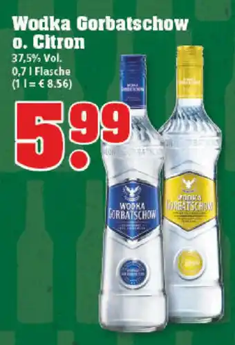 E-Center Wodka Gorbatschow  o. Citron 0,7L Angebot