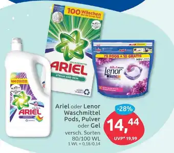 Budni Ariel o. Lenor Waschmittel Pods, Pulver o. Gel 80/100wl Angebot