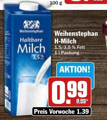 AEZ Weihenstephan H-Milch 1L Angebot