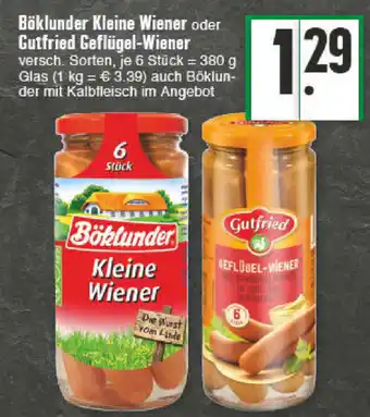 E-Center Böklunder Kleine Wiener oder Gutfried Geflügel Wiener 380g Angebot