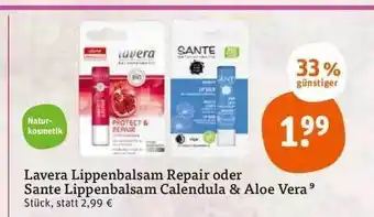 tegut Lavera lippenbalsam repair oder sante lippenbalsam calendula & aloe vera Angebot