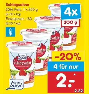 Netto Marken-Discount Schlagsahne 4 x 200 g Angebot