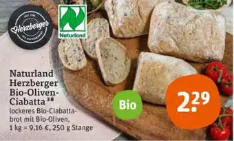 tegut Naturland Herzberger Bio Oliven Ciabatta 250 g Stange Angebot