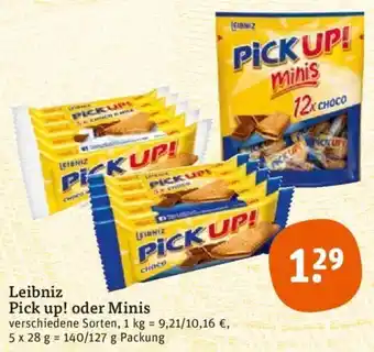 tegut Leibniz Pick Up! oder Minis 140/127 g Packung Angebot