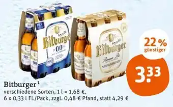 tegut Bitburger 6x0,33 L Angebot