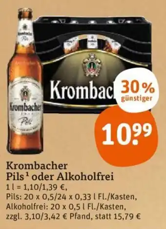 tegut Krombacher Pils oder Alkohofrei 20x0,5 L/24x0,33 L Angebot