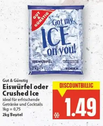 E-Center Gut & Günstig Eiswürfel oder Crushed Ice 2kg Beutel Angebot