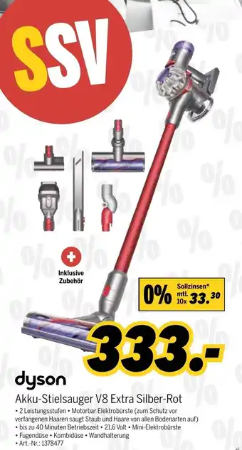 MEDIMAX dyson Akku Stielsauger V8 Extra Silber Rot Angebot