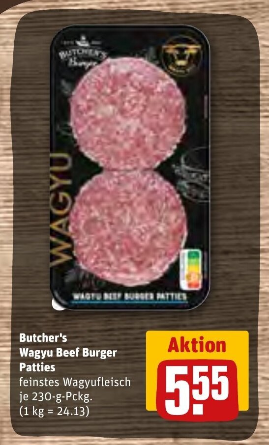Butcher's Wagyu Beef Burger Patties 230g Angebot bei REWE