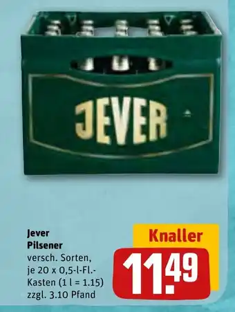 REWE Jever Pilsener 20*500ml Angebot