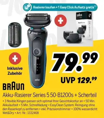 MEDIMAX Braun Akku Rasierer Series 5 50-B1200s+Scherteil Angebot