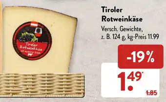 Aldi Süd Tiroler Rotweinkäse 124 g Angebot