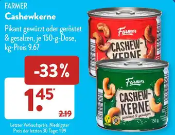 Aldi Süd Farmer Cashewkerne 150 g Dose Angebot