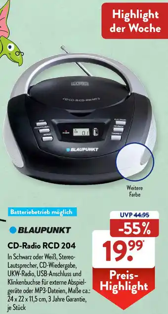 Aldi Süd Blaupunkt CD Radio RCD 204 Angebot