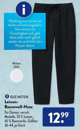 Aldi Süd Blue Motion Leinen Baumwoll Hose Angebot