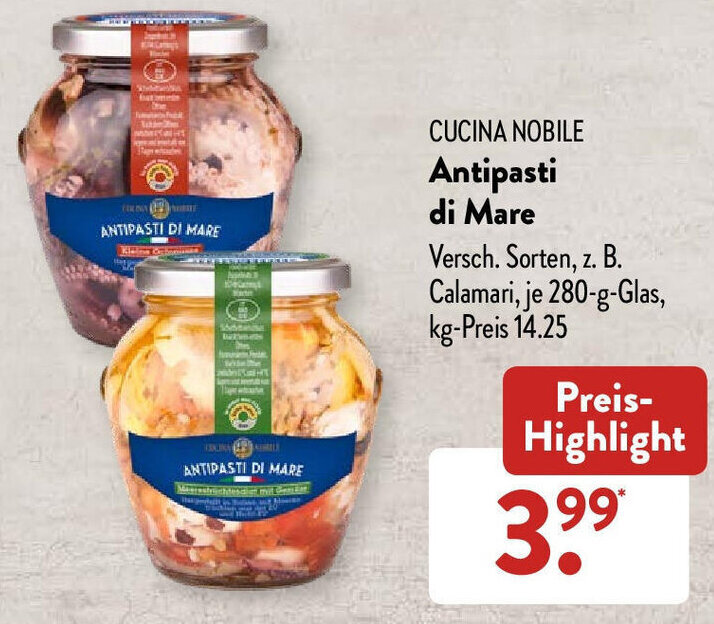 Cucina Nobile Antipasti di Mare 280 g Glas Angebot bei Aldi Süd