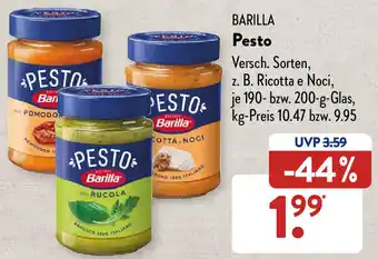 Aldi Süd Barilla Pesto 190-200 g Glas Angebot