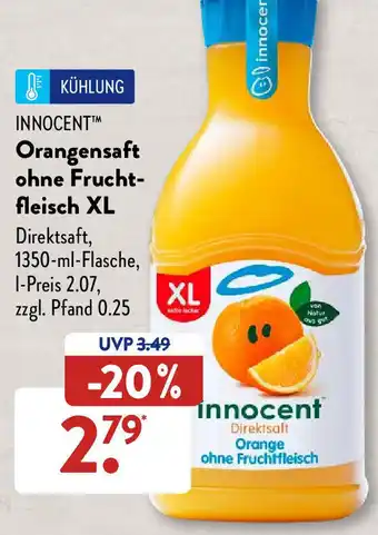 Aldi Süd Innocent Orangensaft ohne Fruchtfleisch XL 1350 ml Flasche Angebot